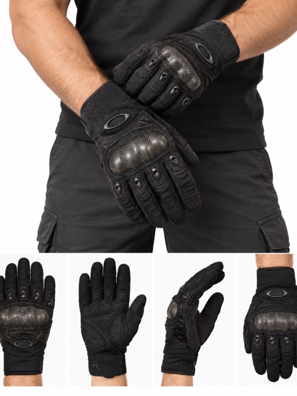 NWT Oakley Men’s Black Tactical Knuckle Protection Gloves Moto Streetwear Biking